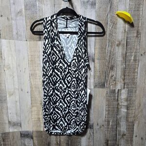 Soul Revival Black and White All Over Print Beaded Tank Top NWT